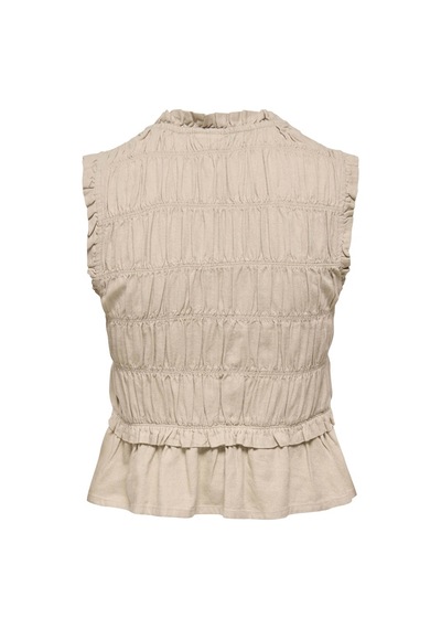 Only Onlgoa S/s Lınen Bl Frıll Top Cc Pnt Bej Kadın T-shirt 15363693