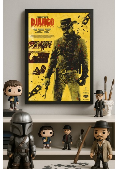 Django Unchained Siyah Ahşap Çerçeveli Poster, Film Duvar Tablosu