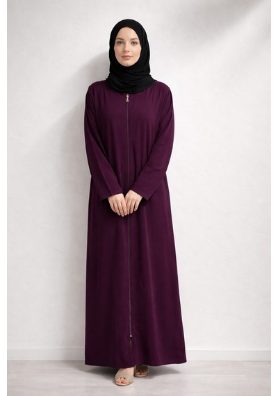 Bilenler Fermuarlı Viskon Namaz Elbisesi /ferace Mor
