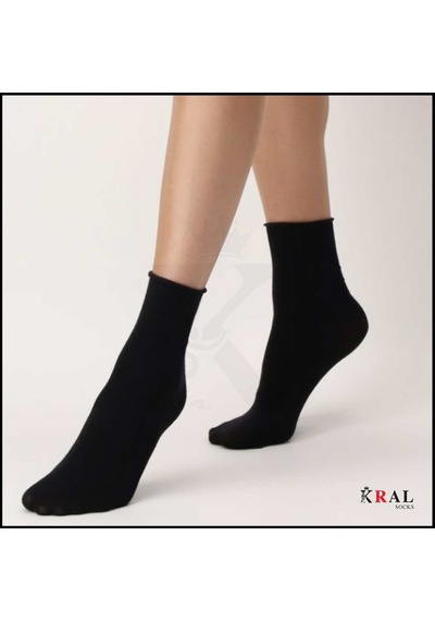 Kral Socks Kadın Roll-top Lastiksiz Dikişsiz Bambu Soket Çorap 4 Çift Siyah Siyah