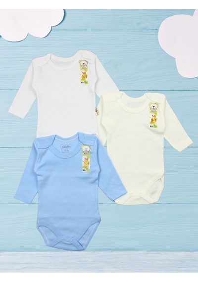 Üçlü Uzun Kollu Bebek Body Alttan Çıtçıtlı Zıbın 1-9 Ay 001
