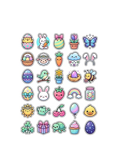 30 Adet Sevimli Bahar Sticker Seti - Laptop Defter Telefon İçin Çok Renkli