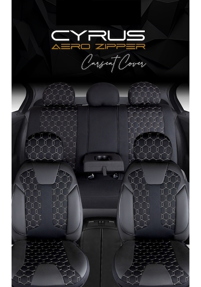 Hyundai İ20 Active Deri Detaylı Oto Koltuk Kılıfı Ön Arka Set Cyrus Siyah Beyaz