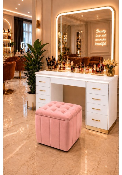 Kapitoneli Dilimli Modern Kare Puf Ayak Dinlendirme Taburesi Dekoratif Ve Rahat Yüksek Kalite Pembe - 844681895 Pembe