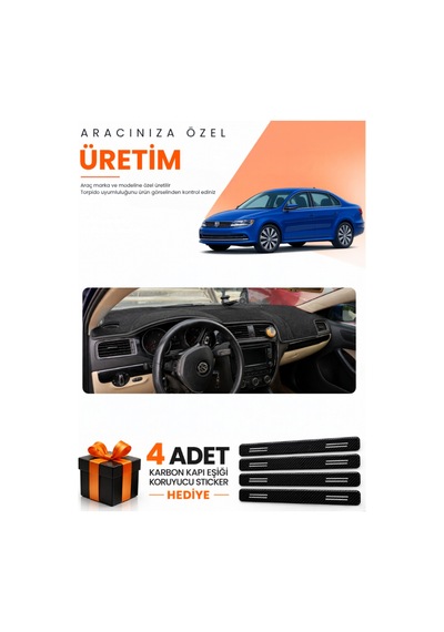 Volkswagen Jetta 2010-2018 Uyumlu Torpido Koruma Örtüsü Oto Kılıfı - Siyah