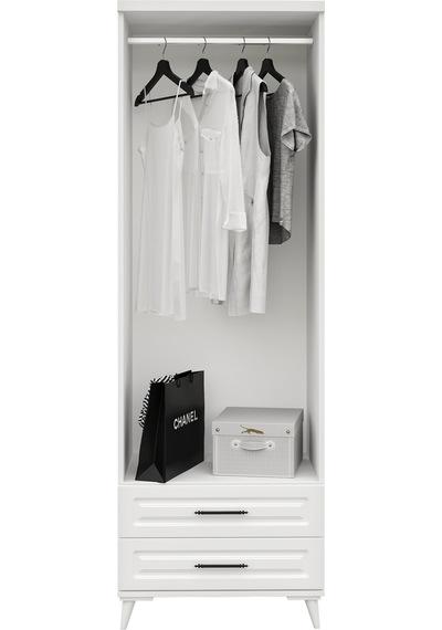 GuneyStore Sanat 2 Kapaklı Komple MDF Beyaz Gardırop