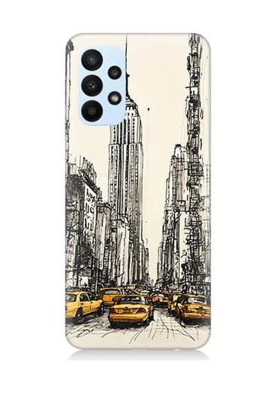 Samsung Galaxy A23 Uyumlu New York Ve Taksiler Desenli Silikon Kılıf
