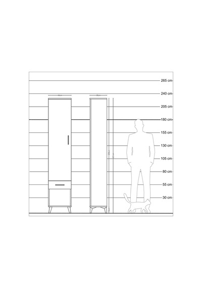 Arges Dolap 4 Raflı Tek Çekmeceli Tek Kapaklı 44x30x221 Antrasit-aytaşı Antrasit