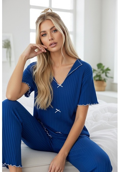 Siyah İnci Mevsimlik İnce Fiyonklu Pijama Takım7879 Saks