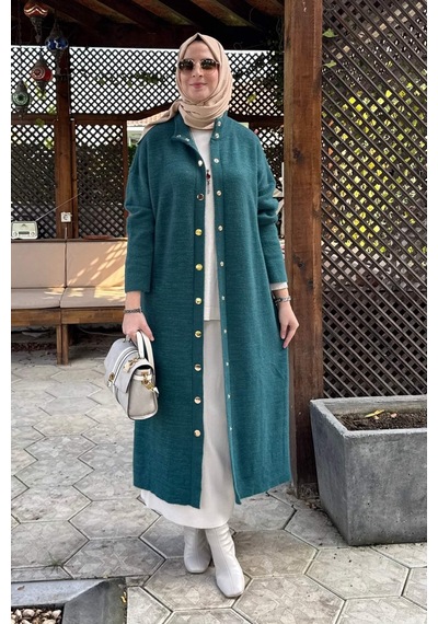 Rabia Şamlı Yakut Angora Triko Kap Zümrüt Çok Renkli