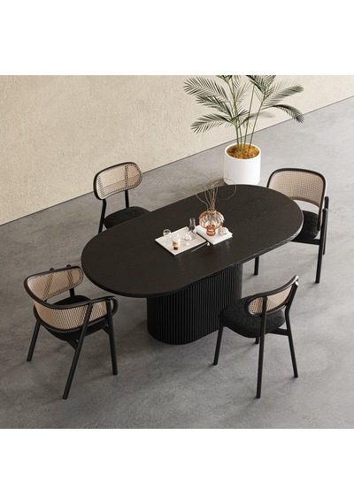 Apolena Oval Ahşap Bohem Yemek Masası 80x160 Siyah Apolena Oval Ahşap Bohem Yemek Masası 80x160 Siyah