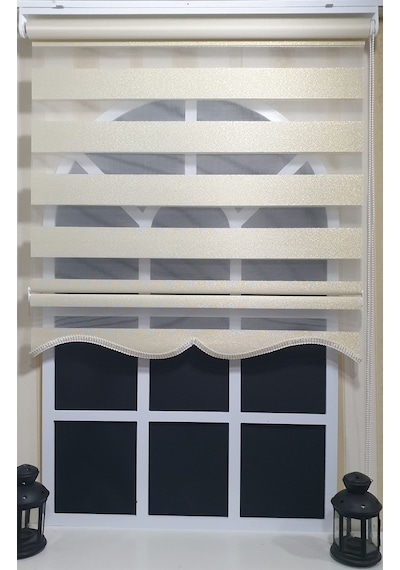 Zebra Stor Perde Altın Simli Etek Dilimli St 007 Altın