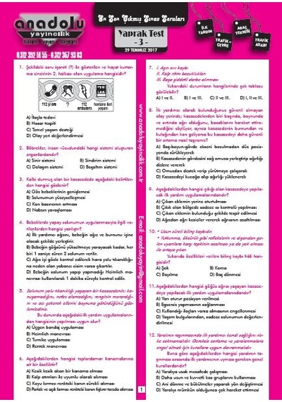 Sürücü Eğitim Yaprak Test Sürücü Kursu Yaprak Test !! 800 Soru !!