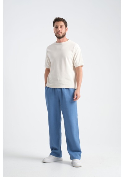 Redline Thicked Erkek Kalın Baggy Keten Görünümlü Rahat Pantolon Bol Paça Yeni Sezon İndigo