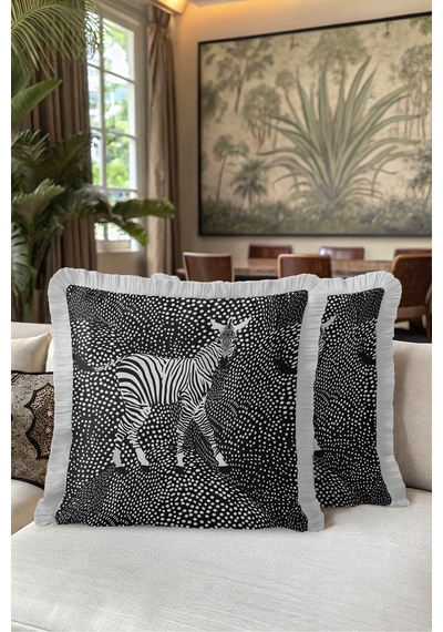 Safari Zebra Motifli Dekoratif Saçaklı Yastık Kılıfı - Gri Etnik Boho Siyah Püsküllü Kırlent Kılıfı Kadim Düş Nova Safari Zebra Motifli Dekoratif Saçaklı Yastık Kılıfı - Gri Etnik Boho Siyah Püsküllü Kırlent Kılıfı Kadim Düş Nova