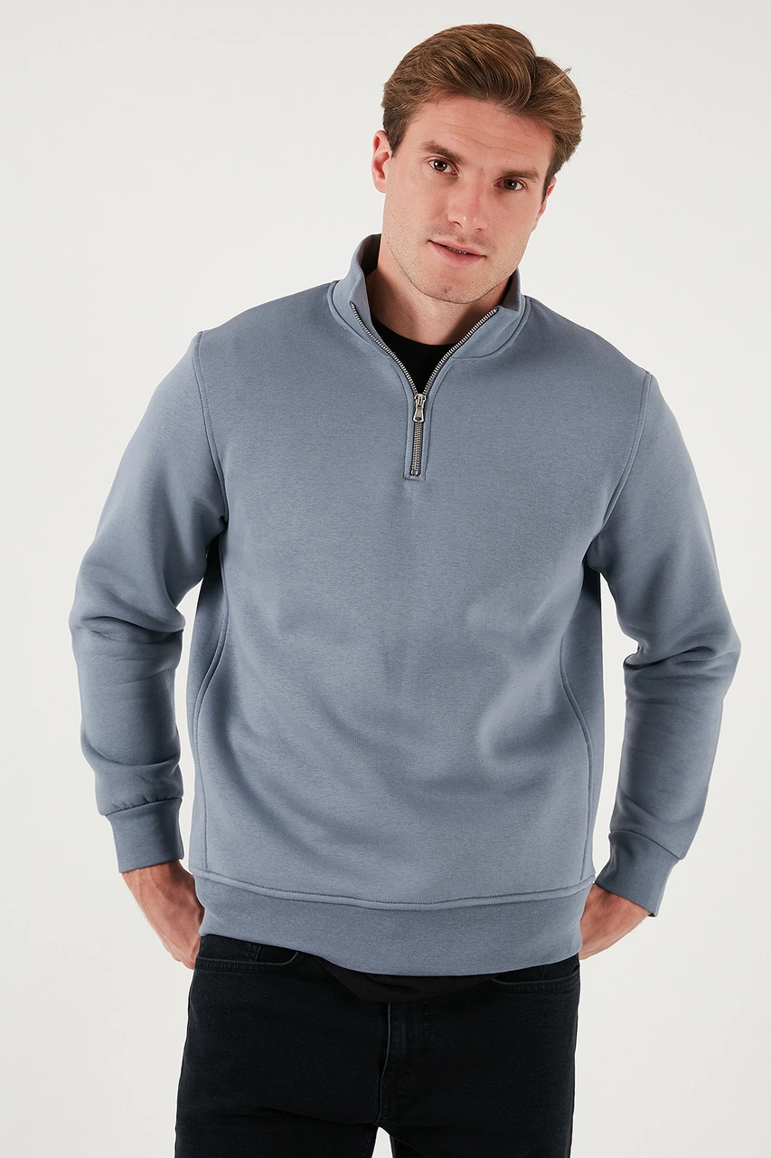 Buratti Pamuklu Regular Fit Dik Yaka 2'Li Paket Erkek Sweat 59052592S2 Koyu Gri-Siyah