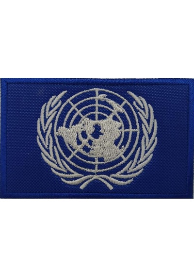 BM Birleşmiş Milletler Bayrak Arma Patch  5 x 8 CM Beyaz - Siyah