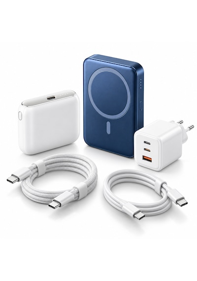 Ki Kişilik Mobil Şarj Seti - 2 Powerbank, 65w Adaptör Ve 2 Şarj Kablosu 01