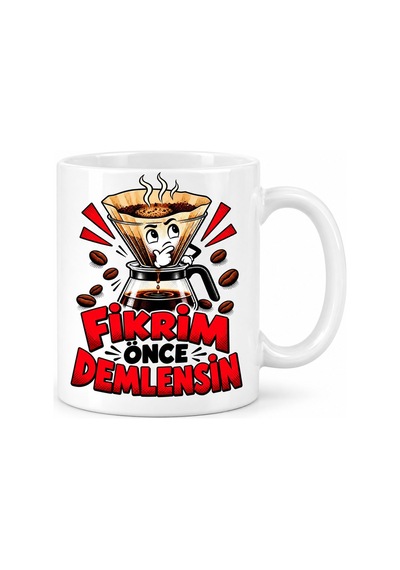 Kahve Filtresi Tasarımlı Porselen Kupa - Model 870