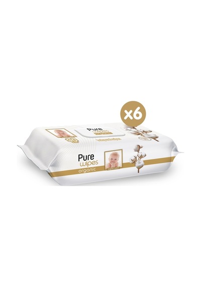 Pure Baby Wipes Pamuklu Organic Islak Mendil 90' Lı 6 Paket 540 Yaprak Pure-Mndl-90
