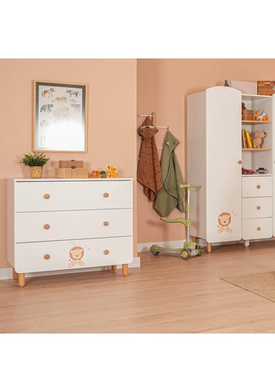 Meltem Kids Sweet Lion Bebek Ve Çocuk Odası Üç Çekmeceli Şifonyer Beyaz