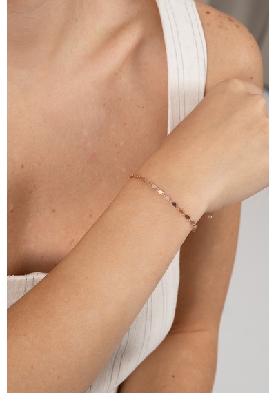 925 Ayar Gümüş Halhal Rose Mekik Pullu Halhal Barcode Gümüş - Rose Gold