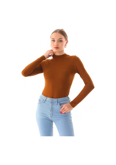 Penyebizden Kadın Viskon Boğazlı Çıtçıtlı Zıbın Body-kahve
