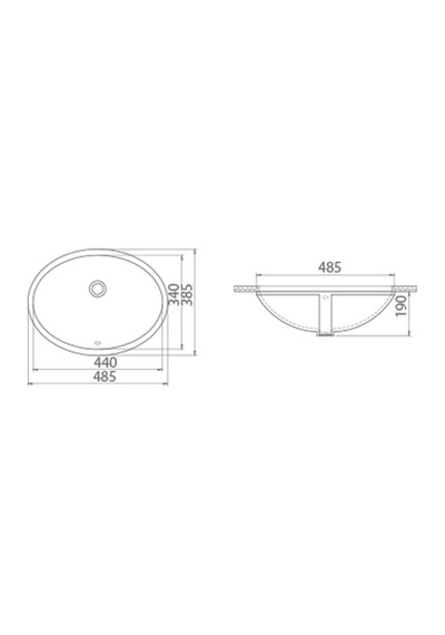 Turkuaz Seramik Cerastyle Tezgah Altı Lavabo 44 x 34 CM 070000