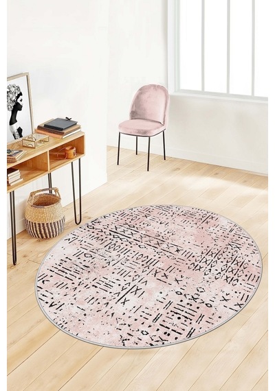 West Home Dijital Baskı Yıkanabilir Kaymaz Taban Yuvarlak Mutfak Halısı Salon Halısı Wh 548 Rose Yuvarlak