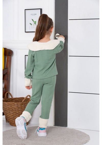 Tunays Shopping Yaka Detaylı Kız Çocuk Takım Tunays1024 Yeşil