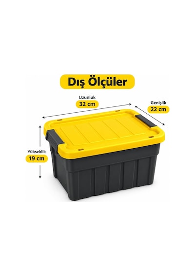 Premium Kapaklı Plastik Saklama Kutusu, 10 L Çok Renkli