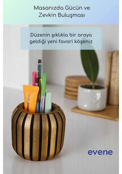 Kalemlik Masa Kalemliği Organizer Kalemlik Altın Eskitme Renk Model 79 Çok Renkli