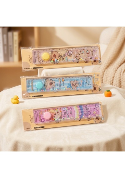 Bakgelal Eğlenceli Oyunlu Kapibara Cetvel 15cm - Eğlenceli Kapibara Figürlü İnteraktif Okul Cetveli - 9086613554483 Çok Renkli
