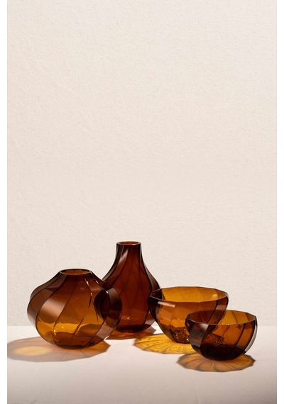 Pasabahce Burgulu Kase Amber 21 Cm Vazo Kahve