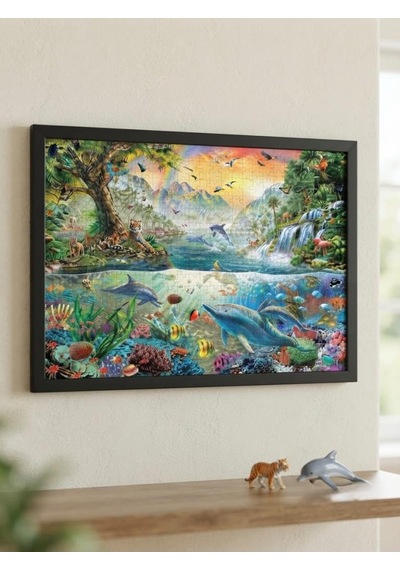 Renkli Yol Ve Hayvanlar Alemi İkili Set - 1000 + 500 Parça İkili Puzzle Seti