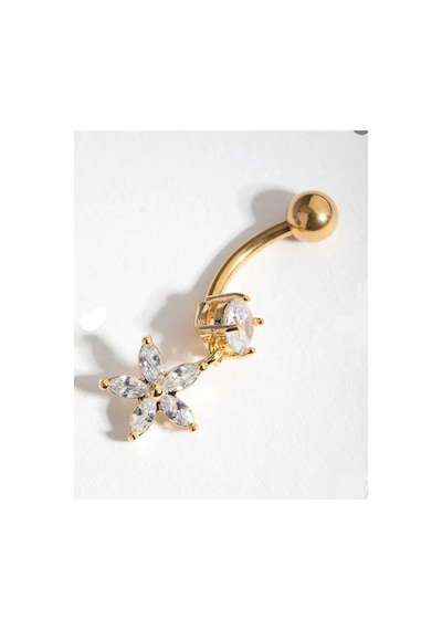 Çiçek Figürlü Çelik Piercing Gold - 665602146 Gold