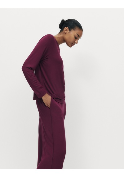 Marks & Spencer Uzun Kollu Pijama Üstü T37003697T Bordo