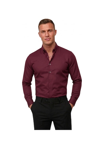 Deep Sea Deepsea Bordo Slim Fit Likralı Kolay Ütülenebilir Gizli Düğmeli Erkek Gömlek 2602614 Deep Sea Deepsea Bordo Slim Fit Likralı Kolay Ütülenebilir Gizli Düğmeli Erkek Gömlek 2602614