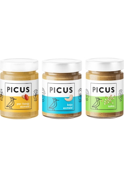 Picus Yer Fıstığı Ezmesi 300 G + Kaju Ezmesi 195 G + Tahin 285 G