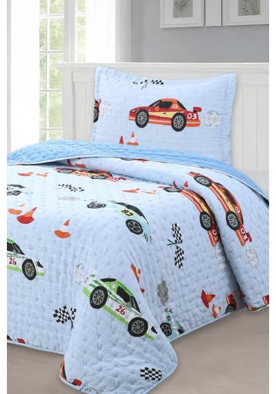 Car Genç Ve Çocuk Tek Kişilik Yatak Örtüsü 180x240 Çok Renkli