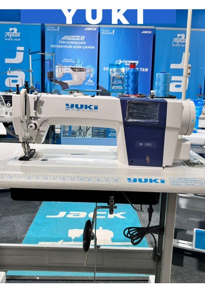 Yuki Yk 1903 Çift Papuç Dikiş Makinası Kapalı Yağ Karteli 3'lü Step Motor Sistemli 10mm, Ekstra Kalın Materyal