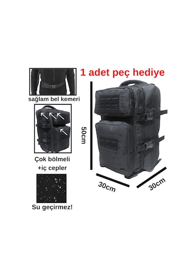 Xmlbayiciniz Siyah Su Geçirmez Çok Gözlü Kampçı-seyahat-dağcı-outdoor-askeri Taktik Sırt Çantası + 1peç Çok Renkli