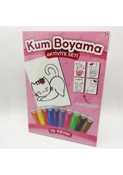 Çiçekli Kedi Kum Boyama Aktivite Seti