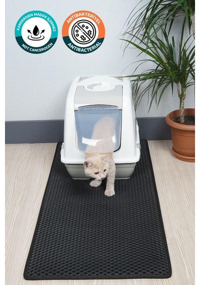 50x110 Cm Hücreli Kedi Kumu Paspası Kedi Matı Kedi Tuvalet Önü Paspası Siyah
