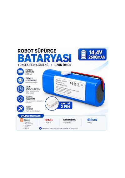 Robotuya Robolaser Uyumlu Robot Süpürge Pili 14,4v 2600mah