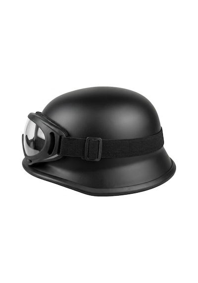 Motosiklet Chopper Kaskı Yarım Retro Cruiser Gözlüklü Kask Mat Siyah