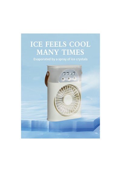 Taşınabilir Şarjlı Işıklı 3 Spreyli Vantilatör Buzlu Buharlı Vantilatör Mini Fan Nemlendirici Beyaz - 648673762