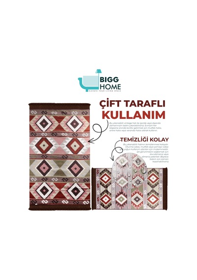 Bigghome Çift Taraflı Kilim, Makinede Yıkanabilir, Modern Desenli, 120 180 Cm, Sa1583b
