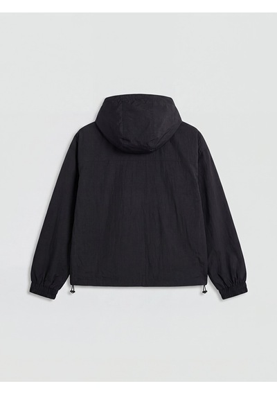 Lcw Everyday Siyah Kapüşonlu Oversize Kadın Yağmurluk