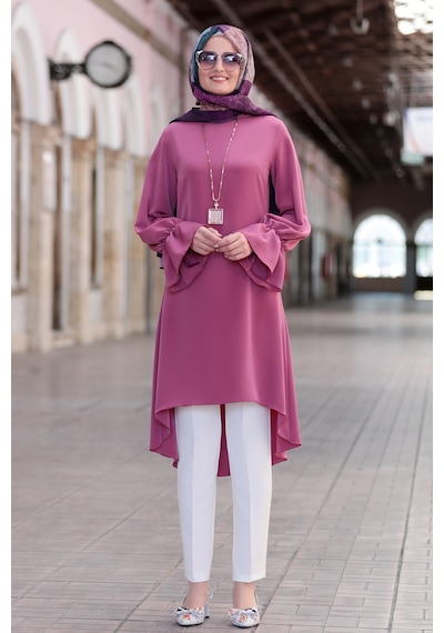 Raika Moda Leman Büyük Beden Tesettür Tunik Gülkurusu